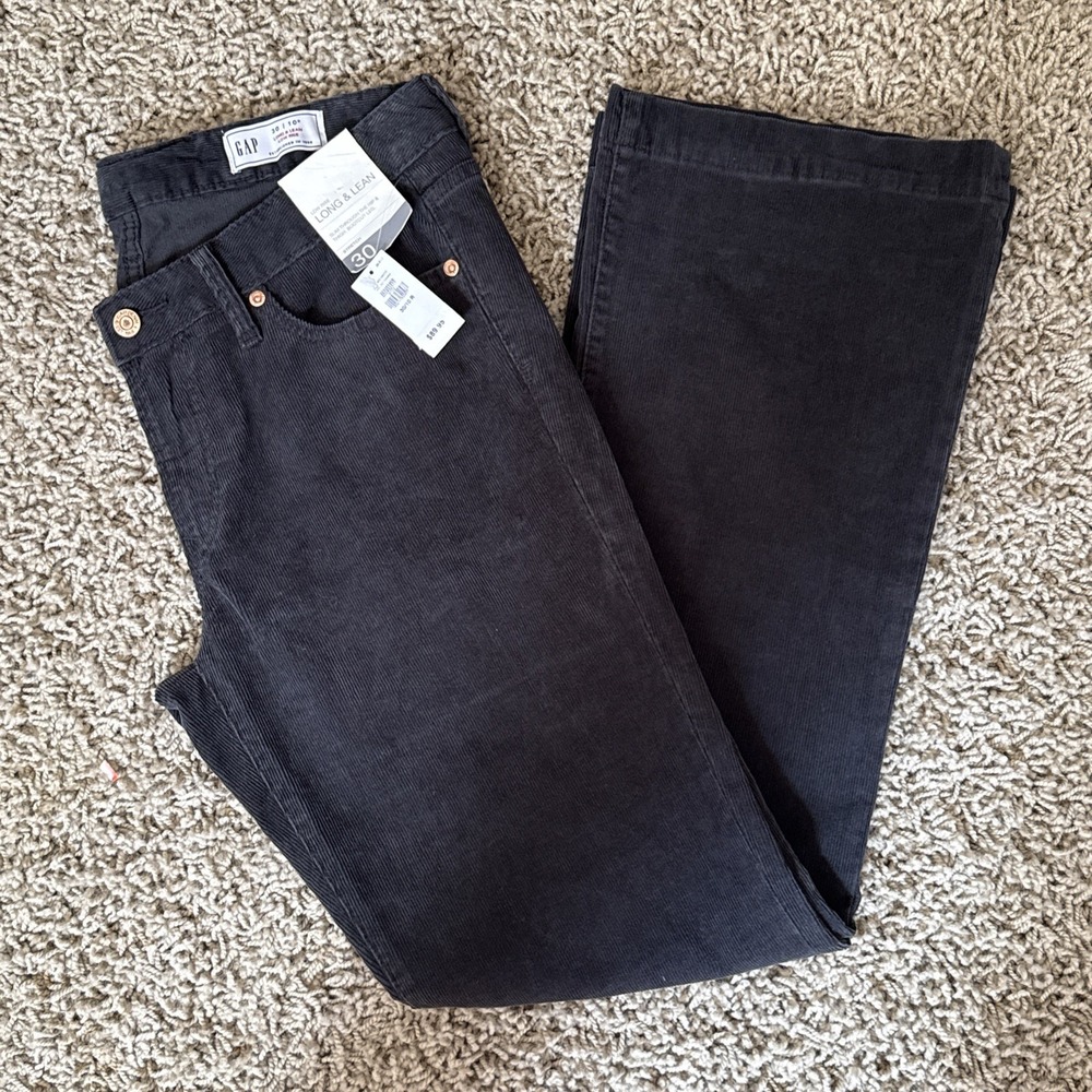 GAP Long & Lean Low Rise Slim Bootcut Corduroy Pants Black - Size 30 / 10R NWT